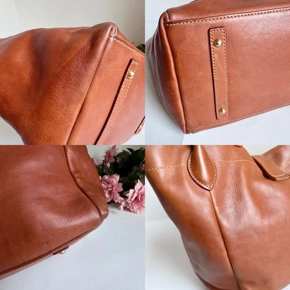 DOONEY & BOURKE Florentine Camel Leather Italian Logo Lock Tote - Picture 15 of 16